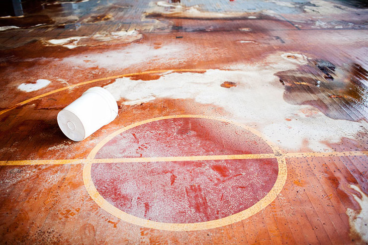 decaying basketball court 