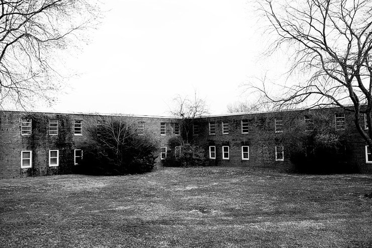 abandoned lakeshore building
