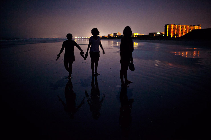 cape canaveral beach at night