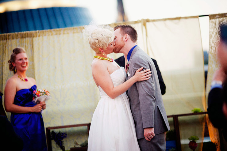 aerial rooftop wedding