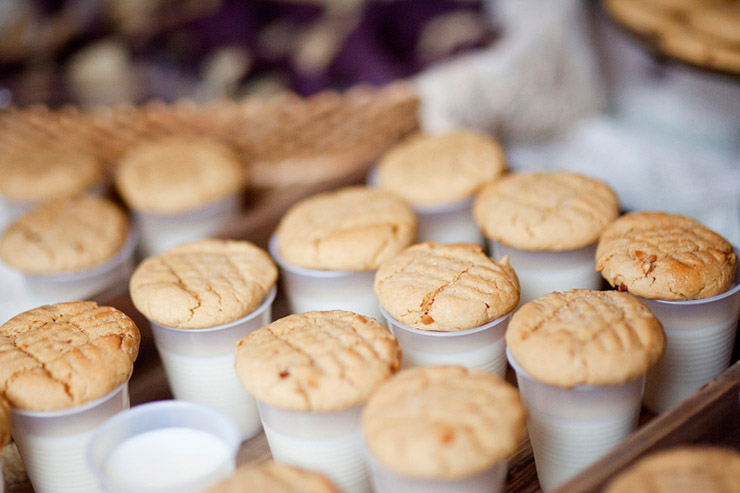 milk and cookies at a wedding