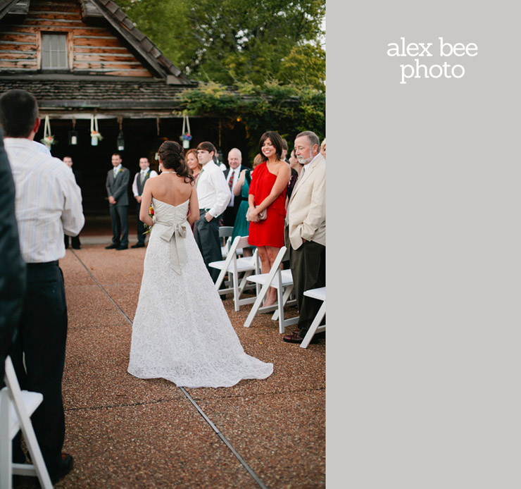 bride walking down aisle at legacy farms