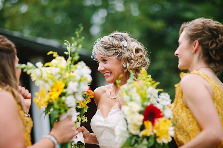 happy bride after ceremony