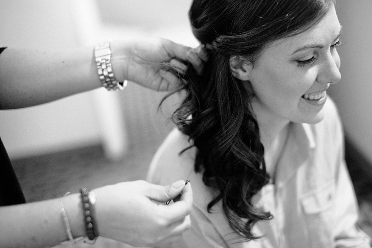 bride getting her hair done