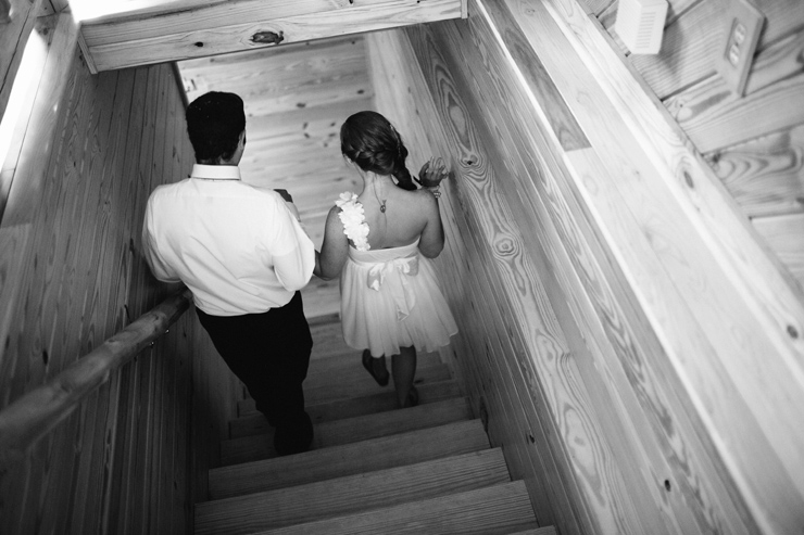 bride changing after ceremony