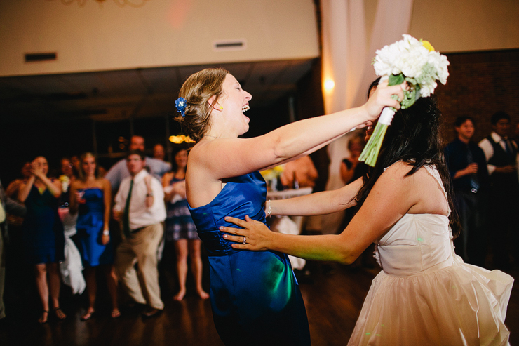 happy bouquet toss