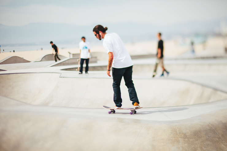 skateboarding on venice beach