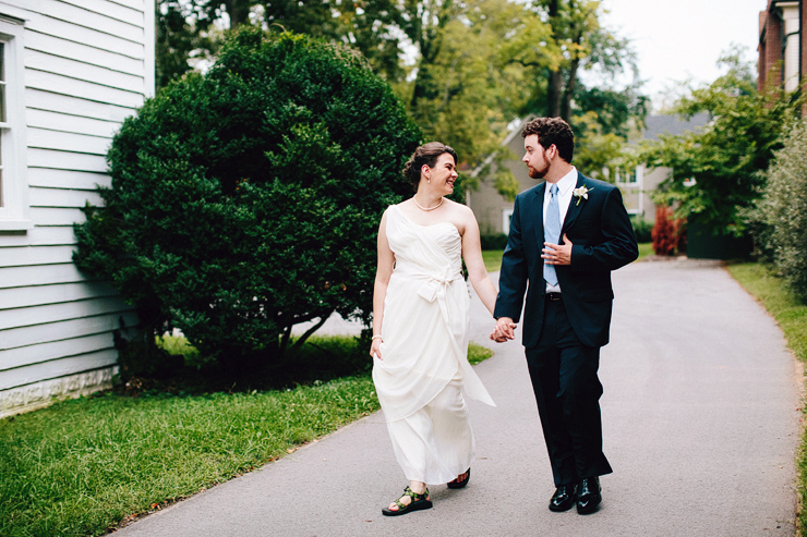 bride wearing chacos