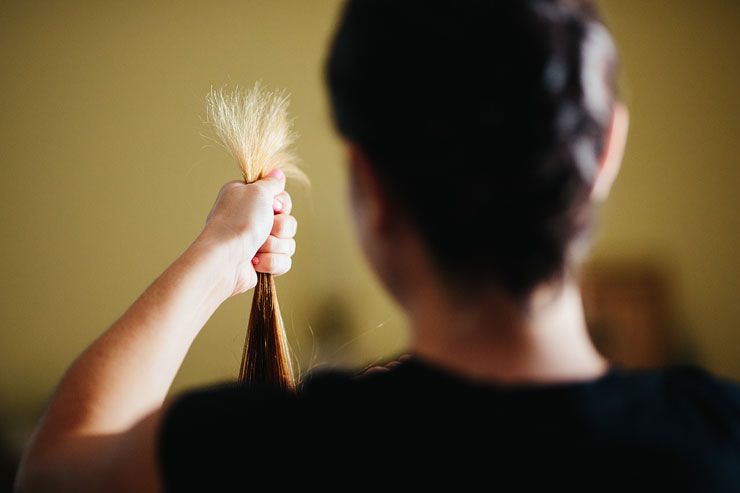 getting hair done at a wedding