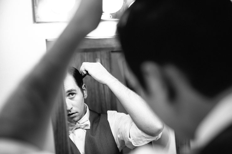 josh getting ready before his wedding