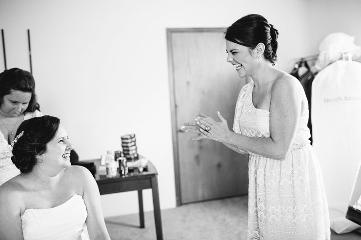 bridesmaid smiling with bride