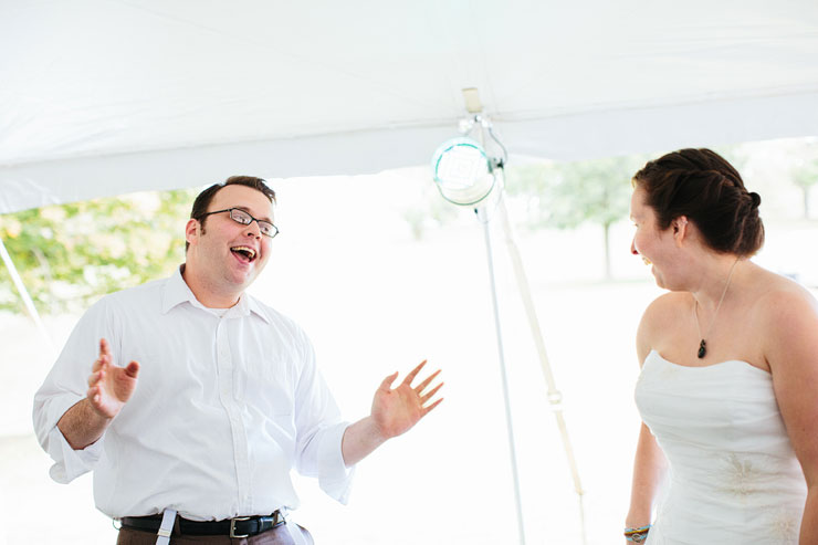 brother and bride dance together