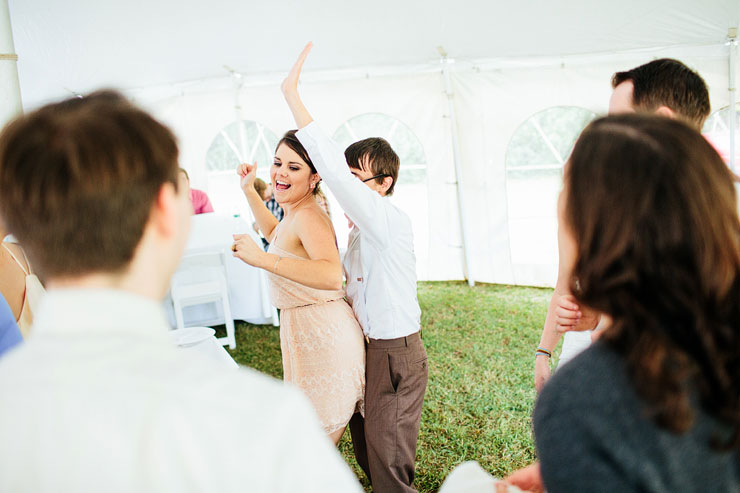 fun dancing at a daytime wedding