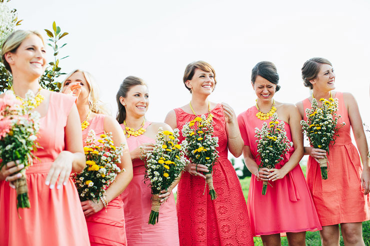 bridesmaids laughing