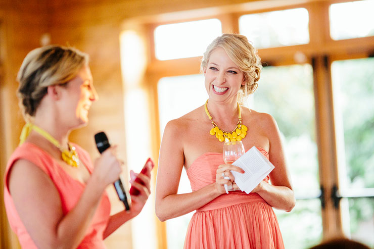 sisters giving a speech at wedding