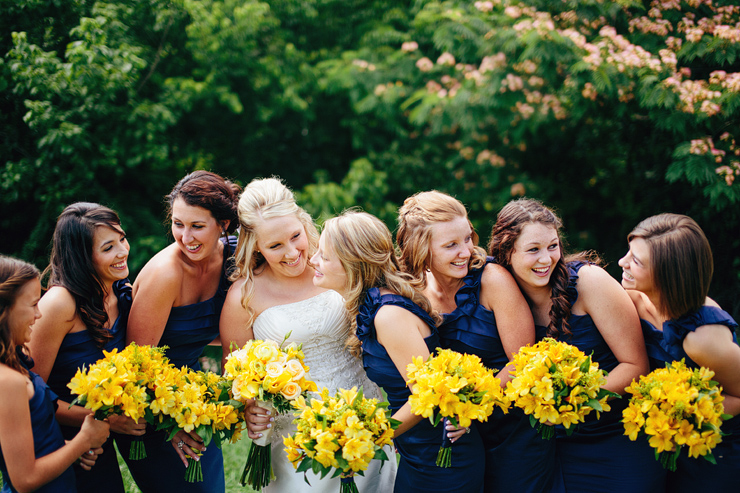 bride with bridesmaids