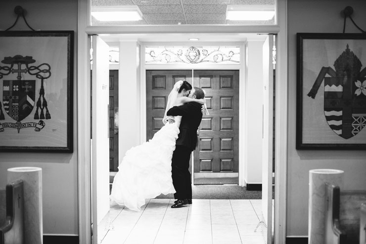 romantic kiss after ceremony
