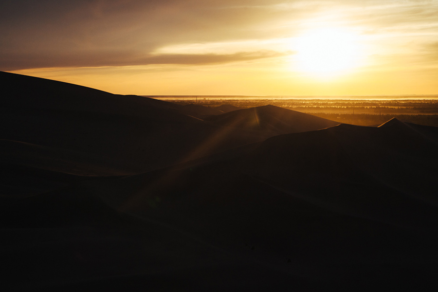 chinese sand dune sunset