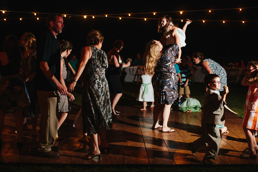 backyard wedding reception with dancing