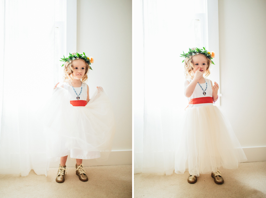 flower girl picking her nose