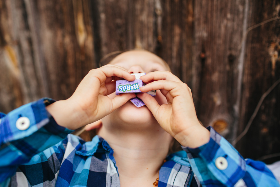 kid eating nerds