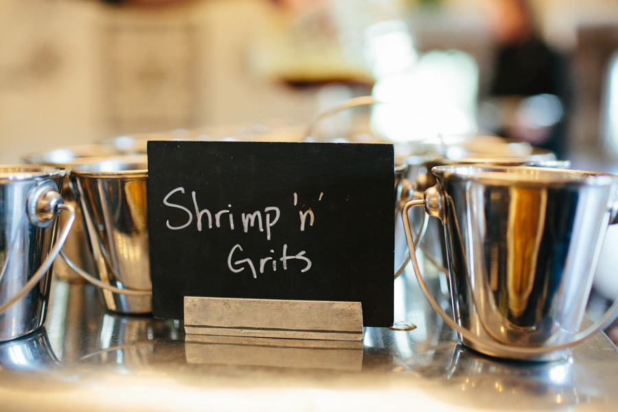 shrimp and grits at a wedding