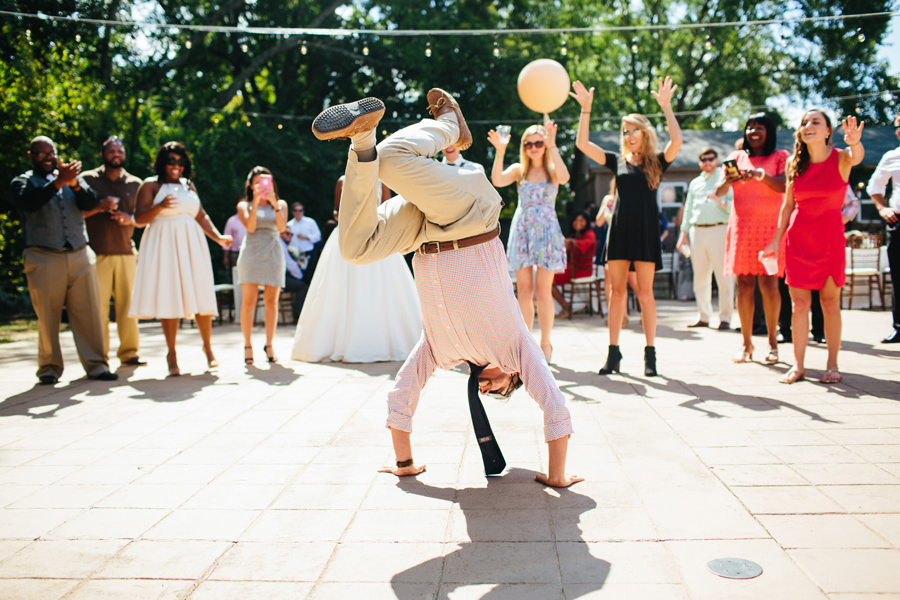 dancing at a wedding during the day